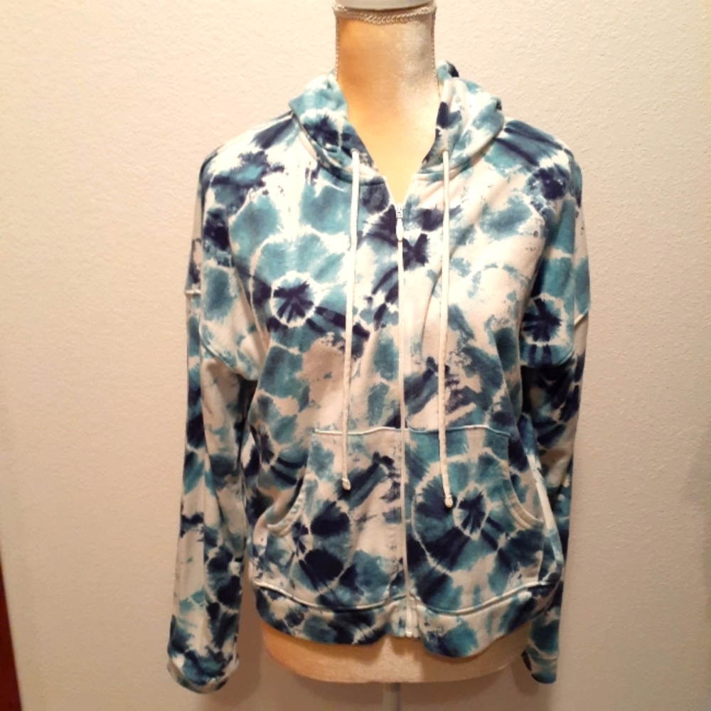 Old Navy Hooded Jacket Blues Tie dyed pattern - Size Medium